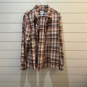 American Eagle Outfitters Soft Plaid Shirt in Brown and Cream